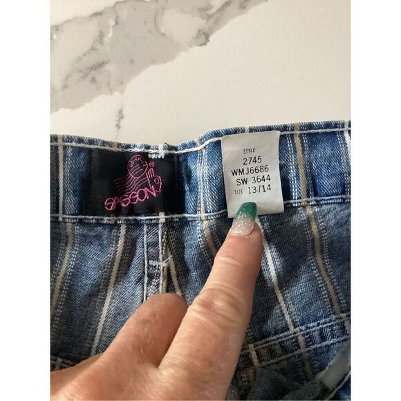 NEW Vintage Sasson 90’s Striped Denim Shorts with Belt - Picture 4 of 9